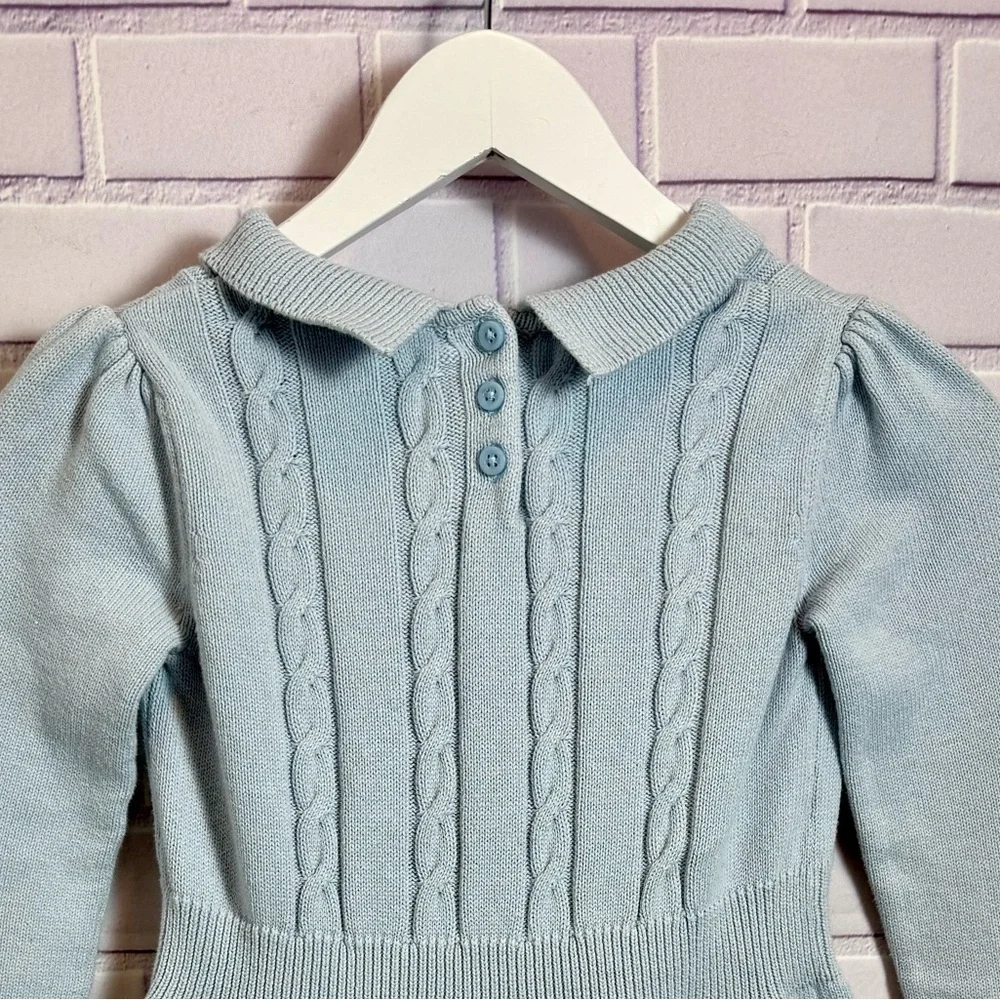 Gymboree Light Blue Cable Knit Sweater Dress Girls Size 10
